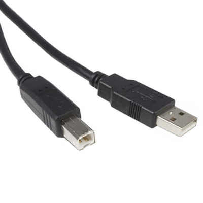 USB Cable 2.0A male, USB 2.0B male, 3 m, BLACK