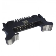 Image of Connector IDC 10P, PCB box header, male angled 90°, lock