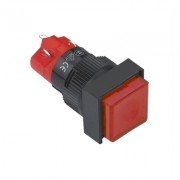 Image of Illuminated Push Button Switch M16, 18x18 mm, OFF-(ON), SPST, 5A/250V, 2A/24V, 250V RED