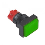 Image of Illuminated Push Button Switch M16, 18x24 mm, 1NO/1NC, 5A/250V, 2A/24V, 12V GRN