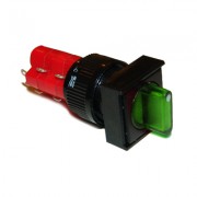 Image of Illuminated Rotary Switch M16, 18x18 mm, 2x ON-OFF, 5A/250V, 2A/24V, 12V GREEN