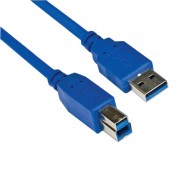 Изображение за Кабел USB 3.0 A мъжки, USB 3.0 B мъжки, 1.8 м, СИН