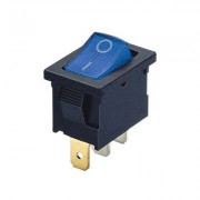 Image of Illuminated Rocker Switch 19x13 mm, 3P ON-OFF, 6A/250VAC, BLUE