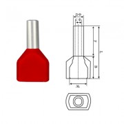 Image of Cable End Terminal 2x1.00x8 mm (TE-1008), RED