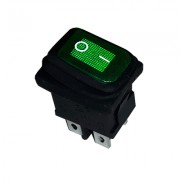 Image of Illuminated Waterproof Rocker Switch 19x13 mm, 4P ON-OFF, 6A/250VAC, GREEN