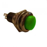 Image of Push Button Switch M12, OD:14 mm, OFF-(ON), SPST, 2A/250VAC, GREEN