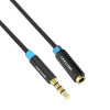 Cable 3.5 mm male 4 pin, 3.5 mm female, STEREO, 2 m