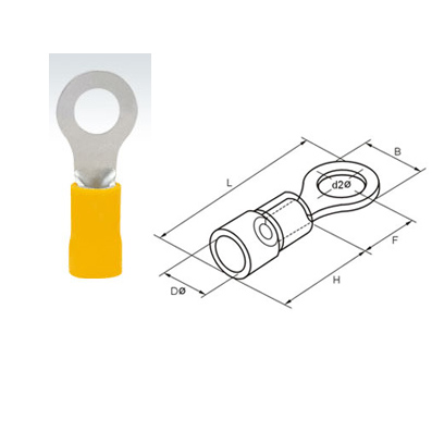 Insulated Ring Terminal, OD:5.0 mm (RV5-5), YELLOW