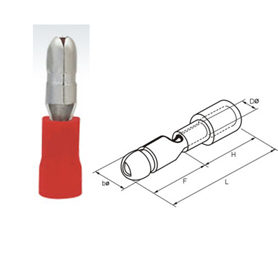Bullet End Terminal, male (MPD1-156), RED