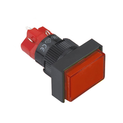 Illuminated Push Button Switch M16, 18x24 mm, 1NO/1NC, 5A/250V, 2A/24V, 250V RED
