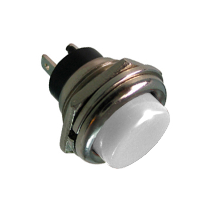 Push Button Switch M16, OD:19 mm, OFF-(ON), SPST, 1A/250VAC, WHITE