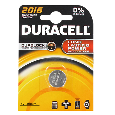 Lithium Button Cell Battery DURACELL, CR2016 (DL2016), 3V
