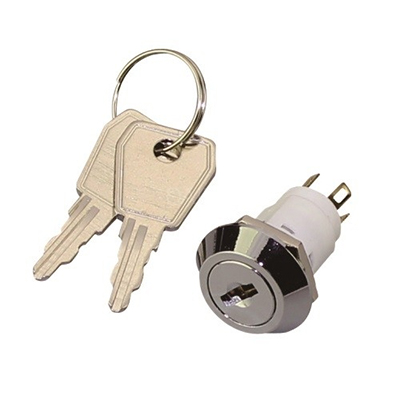 Key Switch M16, 3P, ON-ON, 2A/250V, flat key