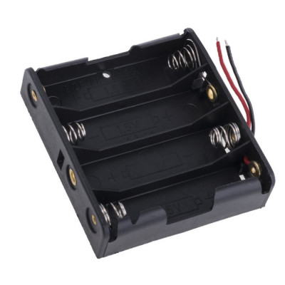 Battery Holder AA, (1 row x4 battery), 150 mm wire