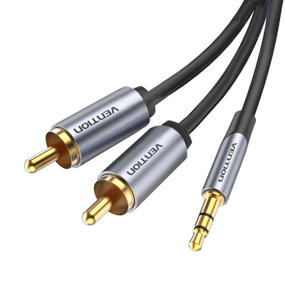Cable 3.5 mm male/2x RCA male (OD:3.8 mm) Cu METAL, 1.5 m