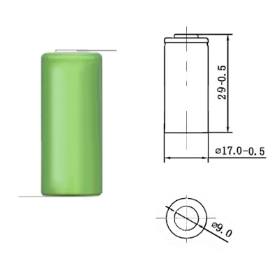 Battery Cell 2/3A 1.2V, 1000 mAh, Ni-MH (leads)