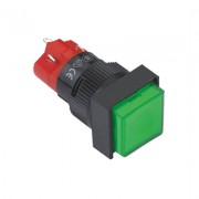 Image of Illuminated Push Button Switch M16, 18x18 mm, OFF-(ON), SPST, 5A/250V, 2A/24V, 250V GRN