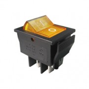 Image of Illuminated Rocker Switch 28x22 mm, 4P, 2x ON-OFF, 35A/12VDC, YELLOW
