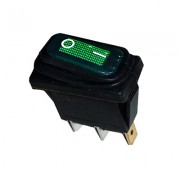 Image of Illuminated Waterproof Rocker Switch 28x11 mm, 3P ON-OFF, 15A/250VAC, GREEN 