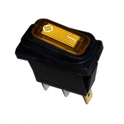 Image of Illuminated Waterproof Rocker Switch 28x11 mm, 3P ON-OFF, 15A/250VAC, YELLOW 