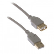 Изображение за Кабел USB 2.0A мъжки, USB 2.0A женски, 1.80 м, СИВ