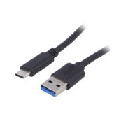 Изображение за Кабел USB 3.0 A мъжки, USB 3.1 C мъжки, 0.5 м , ЧЕРЕН
