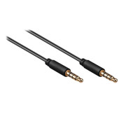 Image of Cable 3.5 mm male, 3.5 mm male 4 pin (OD:2.6 mm), 1 m, BLACK