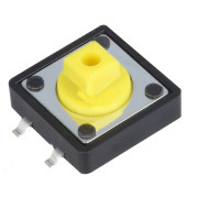 Image of Push Button Switch PCB 12x12 mm, H:7.3 mm, 4P (ON)-OFF, 50mA/12VDC, SMT