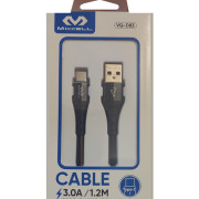 Изображение за Кабел USB A мъжки, USB C мъжки VQ- D83, 3A, 1.20 м, ЧЕРЕН