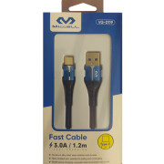 Image of USB Cable A male, USB C мъжки VQ-D119, 3.0A, 1,20 m,  BLUE