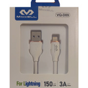Изображение за Кабел USB A мъжки, Apple Lightning VQ-D09, 3.0A, 1.50 м, БЯЛ