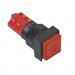 Illuminated Push Button Switch M16, 18x18 mm, 2DPDT, 2x OFF-(ON), 5A/250V, 2A/24V, 250V RED
