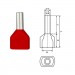 Cable End Terminal 2x1.00x8 mm (TE-1008), RED