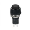 Push Button Switch M10, OD:15 mm, OFF-(ON), SPST, 1A/250VAC, BLACK