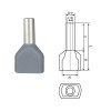 Cable End Terminal 2x2.50x10 mm (TE-2510), GREY