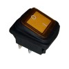 Illuminated Waterproof Rocker Switch 28x22 mm, 4P, 2x ON-OFF, 16A/250VAC, YELLOW