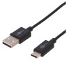 USB Cable 2.0A male, USB 2.0C male, 1 m, BLACK