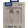 Кабел USB A мъжки, Apple Lightning VQ-D09, 3.0A, 1.50 м, БЯЛ