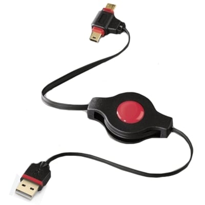 Кабел USB 2.0 Retract A-Mini, MicroB H0.75m