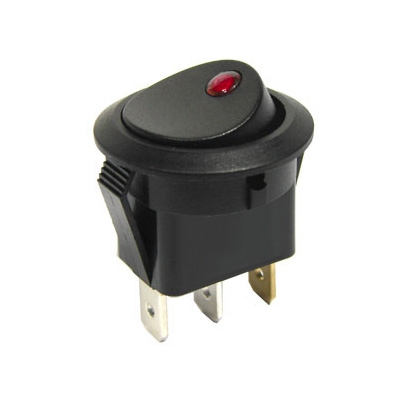 Ключ кобиличен светещ Ф20 мм, 3P ON-OFF, 20A/12VDC, ЧЕРВЕНА ТОЧКА