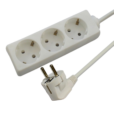 Захранващ кабел разклонител, 3x SCHUKO, 1.5 м, БЯЛ