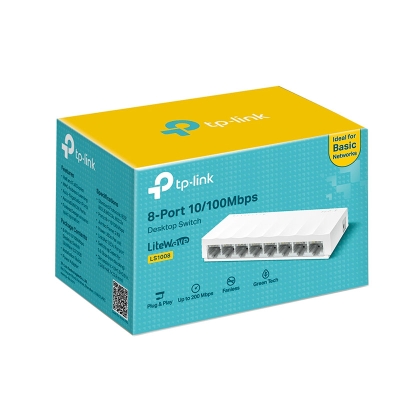 Мрежов комутатор (Суич) TP-LINK 8-портов, 10/100 Mbps, Green Power, Mini, LS1008