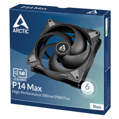 Вентилатор ARCTIC 140x140x27, FDB, 4-pin PWM, 400-2800rpm, Black, P14 MAX