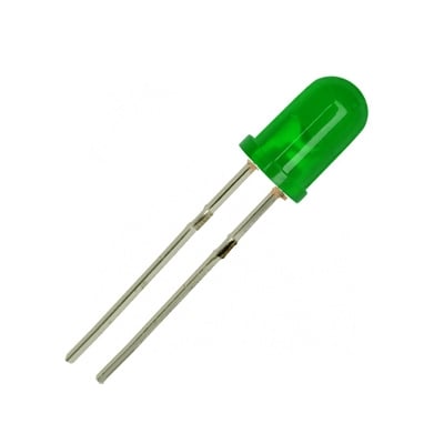 LED 5 мм FD-5AYG60-1, 570nm 300mcd 60deg, ЗЕЛЕН дифузен