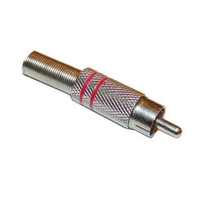 RCA мъжки, кабелен, МЕТАЛ (10.5х19 мм), ЧЕРВЕН