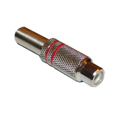 RCA женски, кабелен, МЕТАЛ (10.5х19 мм), ЧЕРВЕН
