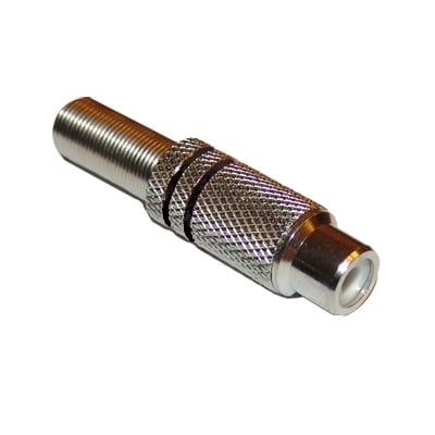 RCA женски, кабелен, МЕТАЛ (10.5х19 мм), ЧЕРЕН