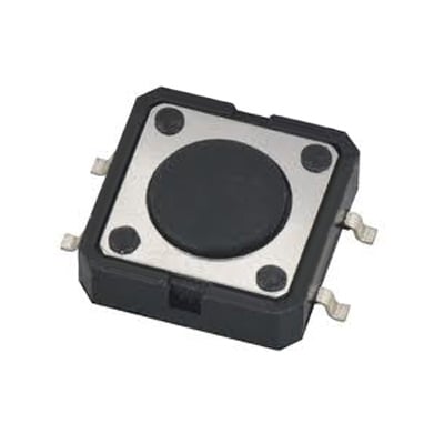 Бутон за платка 12x12 мм, Н:4.3 мм, 4P (ON)-OFF, 50mA/12VDC, SMD