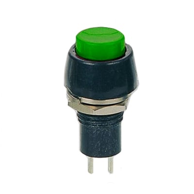 Бутон незадържащ M10, Ф15 мм, OFF-(ON), SPST, 1A/250VAC, ЗЕЛЕН