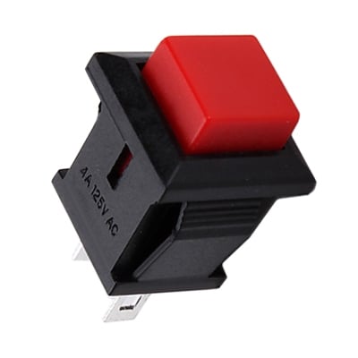 Бутон незадържащ 12х10, 14х14 мм, OFF-(ON), SPST, 0.5A/250VAC, ЧЕРВЕН